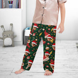 Custom Any Face Kids Pants 2Y-15Y Personalized Face Christmas Green Pajama Pants