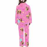Custom Face Kids Pajamas Personalized Little Girl 2-7Y Face Pink Sleepwear Set