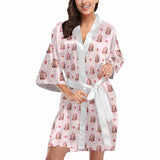 Custom Face Pink Pajama Robe Personalized Face Robe For Women
