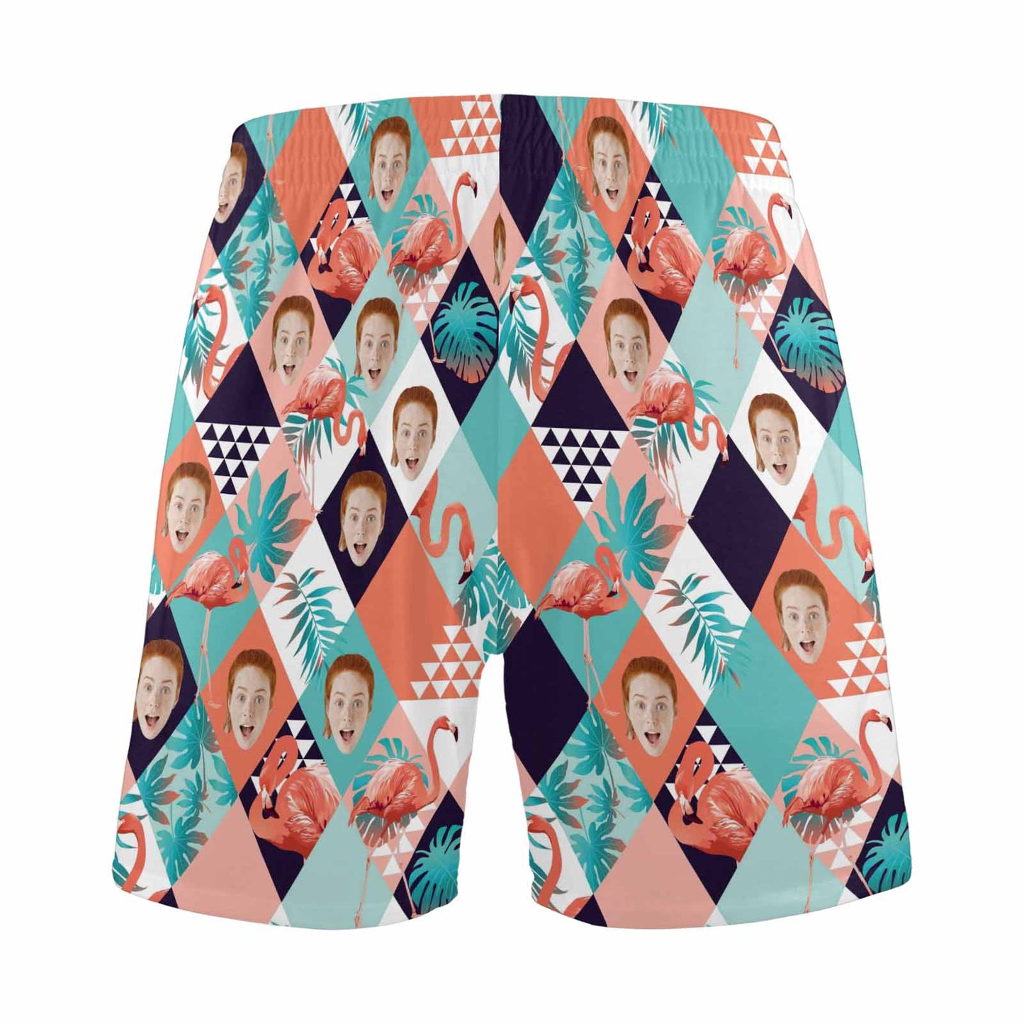 Custom Face Pajama Shorts Personalized Men's Face Flamingo Pajama Shorts