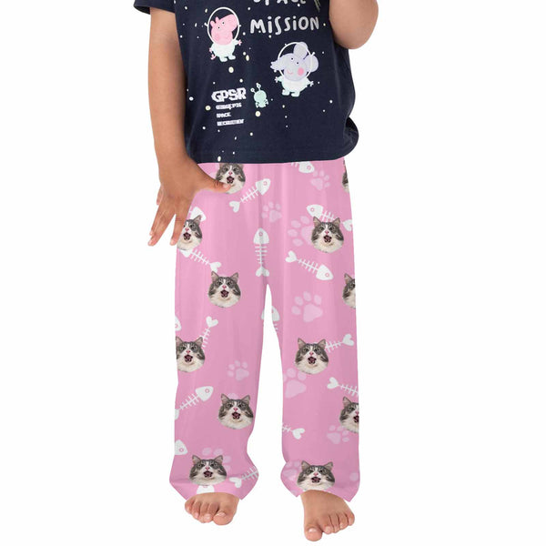 Kids Pants# Custom Cat Face Kids Pajama Pants Personalized Photo Pajama Pants