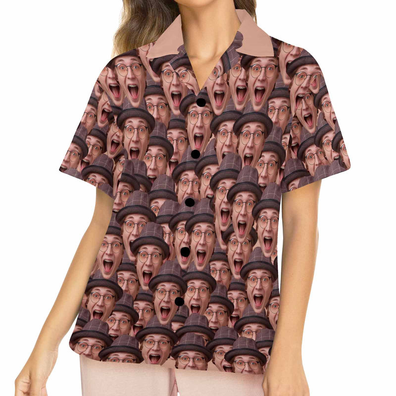 Custom Multiface Pajamas Shirt Personalized Women's Face Pajamas Shirt Top