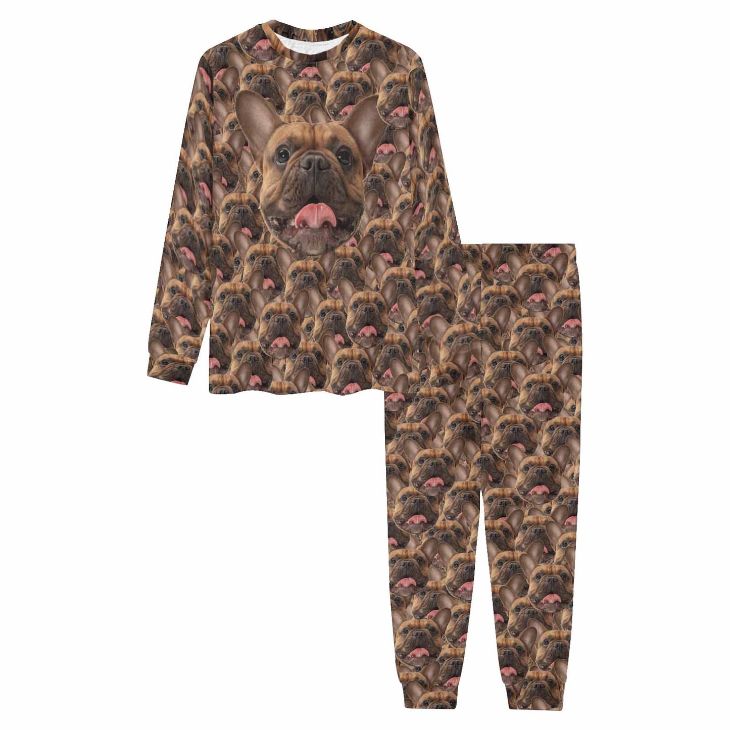 Custom Dog Face Pajamas Set&Pillow Personalized Men's Crew Neck Long Sleeve Face Pajamas Set