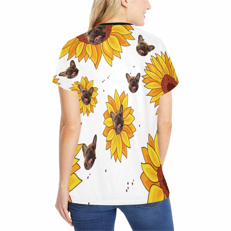 Custom Face Pajama T-shirt Personalized Sunflower Women's Pajama T-shirt