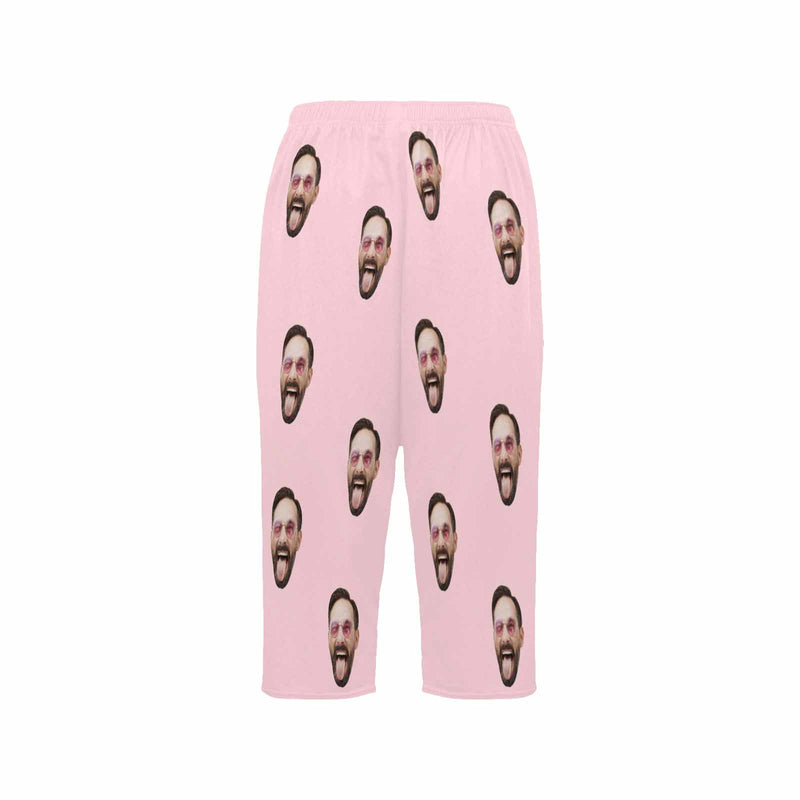 Custom Face Pink Cropped Pajama Pants Personalized Pajama Pants For Women