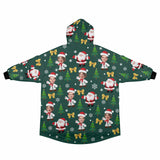 Custom Face Christmas Blanket Hoodie Personalized Green Face Unisex Blanket Hoodie