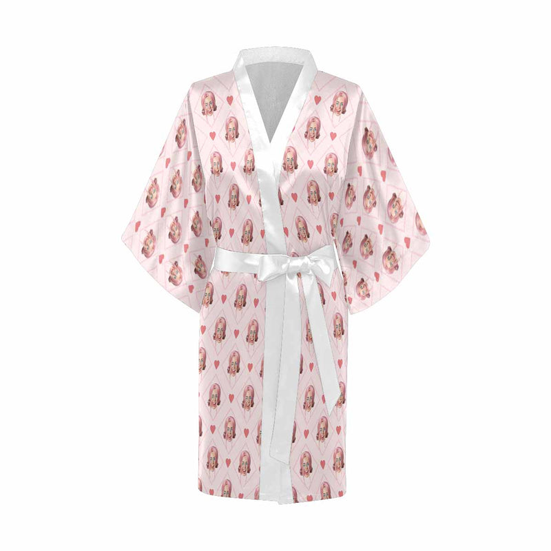 Custom Face Pink Pajama Robe Personalized Face Robe For Women