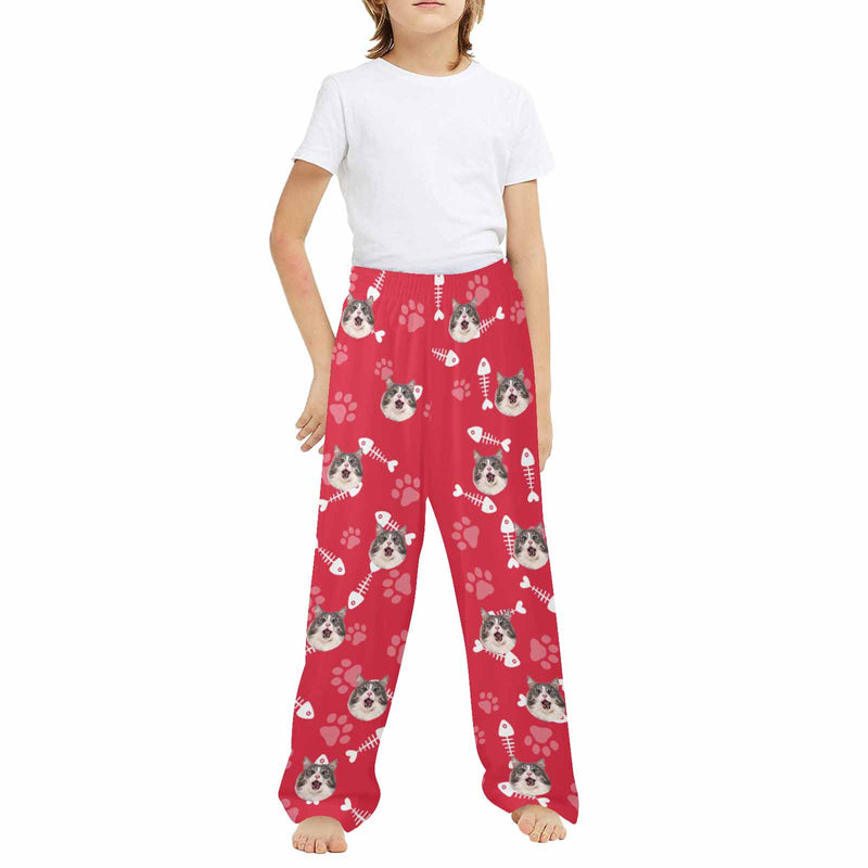 Kids Pants# Custom Cat Face Kids Pajama Pants Personalized Photo Pajama Pants