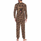 Custom Dog Face Pajamas Set Personalized Men's Crew Neck Long Sleeve Face Pajamas Set