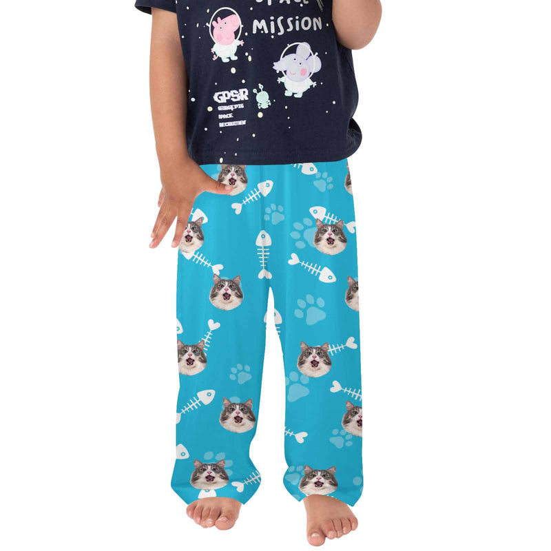 Kids Pants# Custom Cat Face Kids Pajama Pants Personalized Photo Pajama Pants