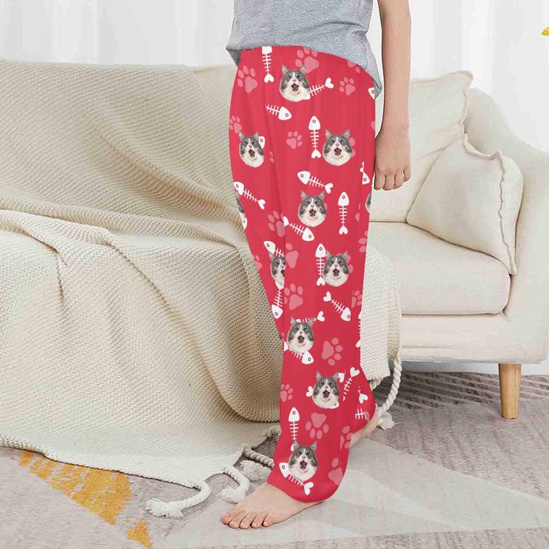 Kids Pants# Custom Cat Face Kids Pajama Pants Personalized Photo Pajama Pants