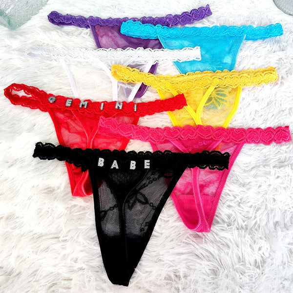 Personalized DIY Name Alphabet Underwear Crystal Letter Waist Chain Body Jewelry Women Sexy Lace G-String Panties