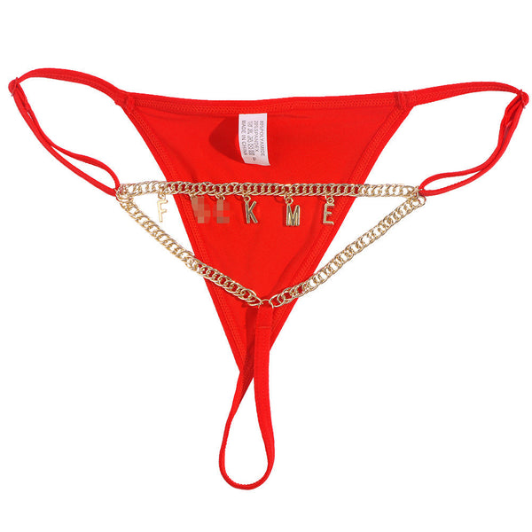 Personalized DIY Name Underwear Waist Body Jewelry Women's Underwear G-String Panties Triangle Body Chain