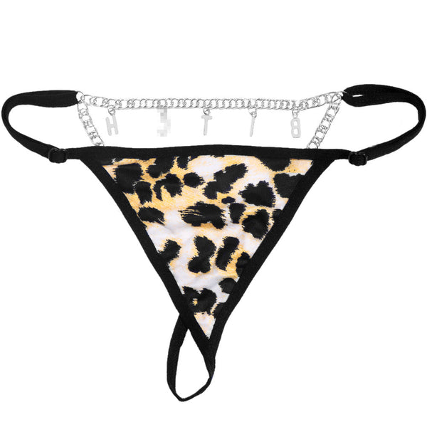 Personalized DIY Name Alphabet Leopard Underwear Silver Gold Waist Body Jewelry Women's Silver G-String Panties Body Chain