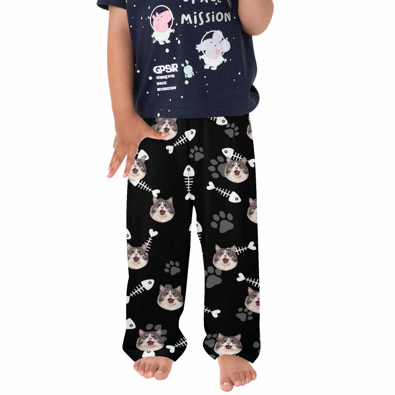 Kids Pants# Custom Cat Face Kids Pajama Pants Personalized Photo Pajama Pants