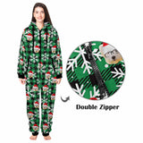 Custom Flannel Fleece Face Christmas Onesie Personalized Face Green Family Matching Onesie Loungewear