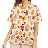 Custom Cat Face Pajama Shirt Personalized Women's Face Maple Leaf Pajama Shirt Top