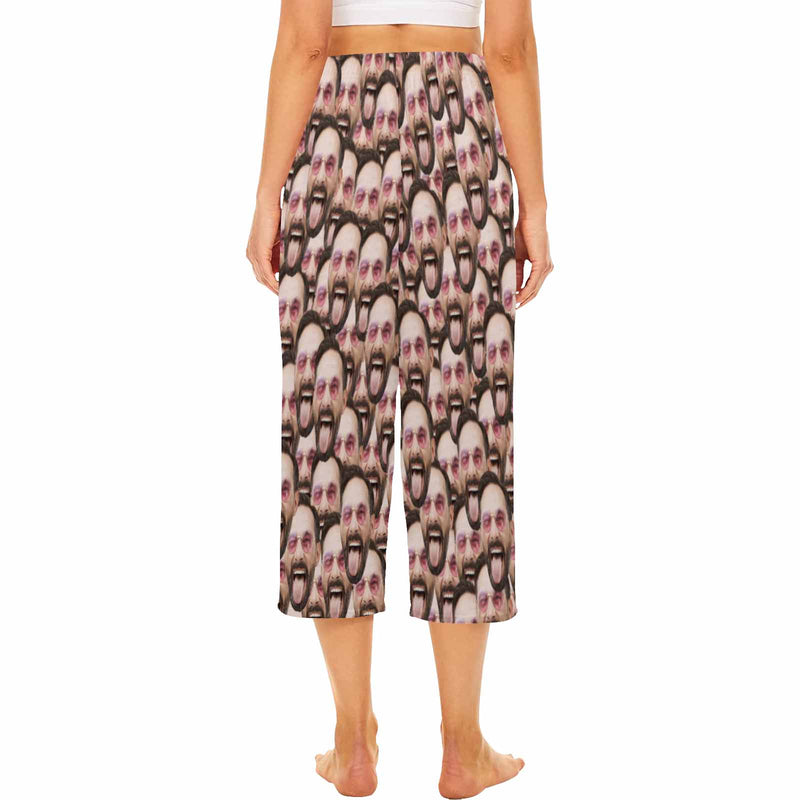Custom Multi-Face Cropped Pajama Pants For Women Personalized Face Pajama Pants