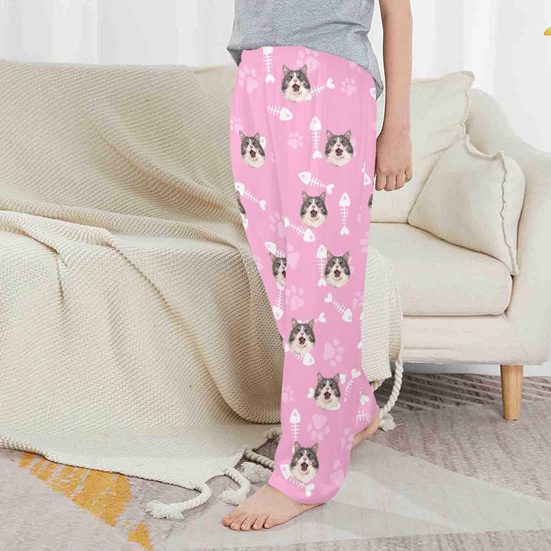 Kids Pants# Custom Cat Face Kids Pajama Pants Personalized Photo Pajama Pants