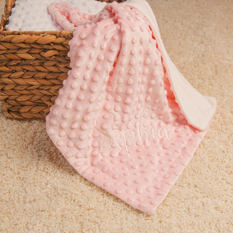 Custom Name Soft Baby Blanket Lightweight Thermal Reassuring Sleep Massage Bubble Design All Season