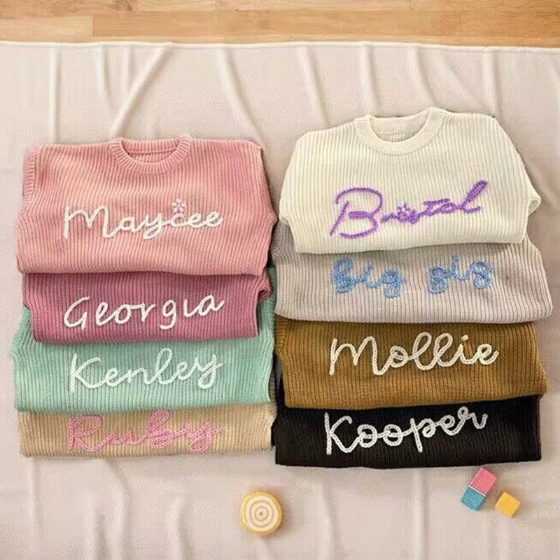 Personalized Name Sweater Toddler Sweater Custom Name Sweater Hand Embroidered Sweater Keepsake Sweater