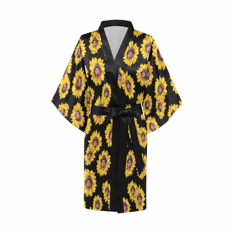 Custom Face Sunflower Robe Personalized Women's Face Robe Loungewear Pajama