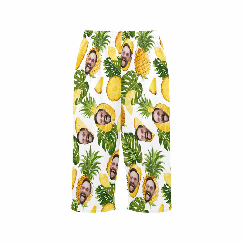 Custom Face Cropped Pajama Pants For Women Personalized Face Pineapple Pajama Pants