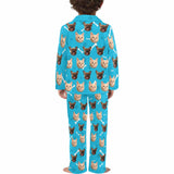 Custom Boys #2-15Y Two Face Long Sleeve Pajamas Set Personalized Kid's Face Sleepwear Set
