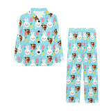 Custom Light Blue Kid's Face Pajamas Set Personalized #2-7Y Little Boy Long Sleeve Pajamas Set