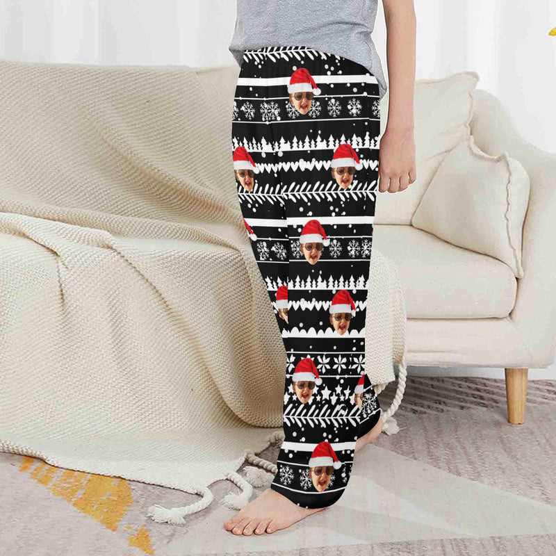 Custom Any Face Kids 2Y-15Y Christmas Pajama Pants Personalized Face Pants 4 Colors