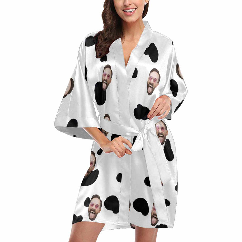 Custom Face Black&White Pajamas Robe Personalized Face Sleepwear Women Robe