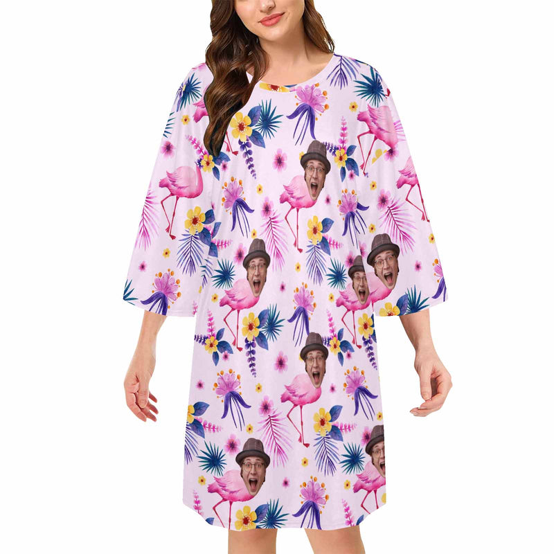 Custom Face Nightdress Women's Oversized Sleep Tee Personalized Women's Loose Sleepwear