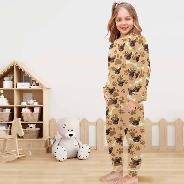 Custom Family Matching Pajama Set Personalized Face Crew Neck Long Sleeve Pajama Sets