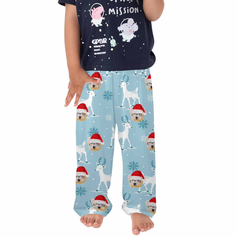 Custom Any Face Kids Pajama Pants 2Y-15Y Personalized Face Christmas Pajama Pants 2 Colors