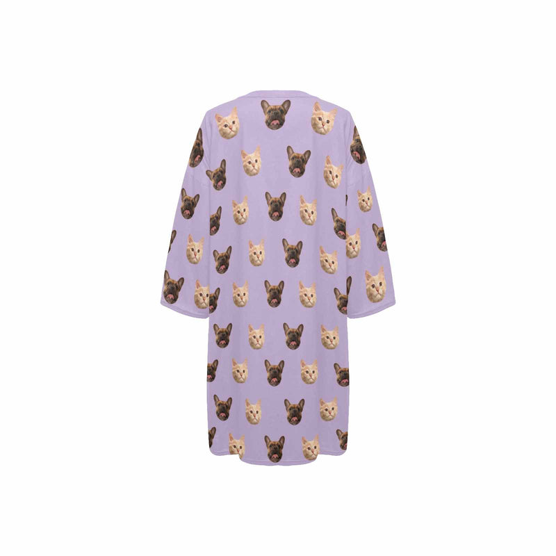 Custom Two Face Purple Nightdress Personalized Women's Oversized Sleep Tee Loose Sleepwear