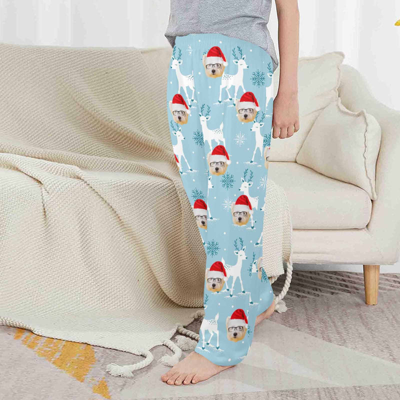 Custom Any Face Kids Pajama Pants 2Y-15Y Personalized Face Christmas Pajama Pants 2 Colors