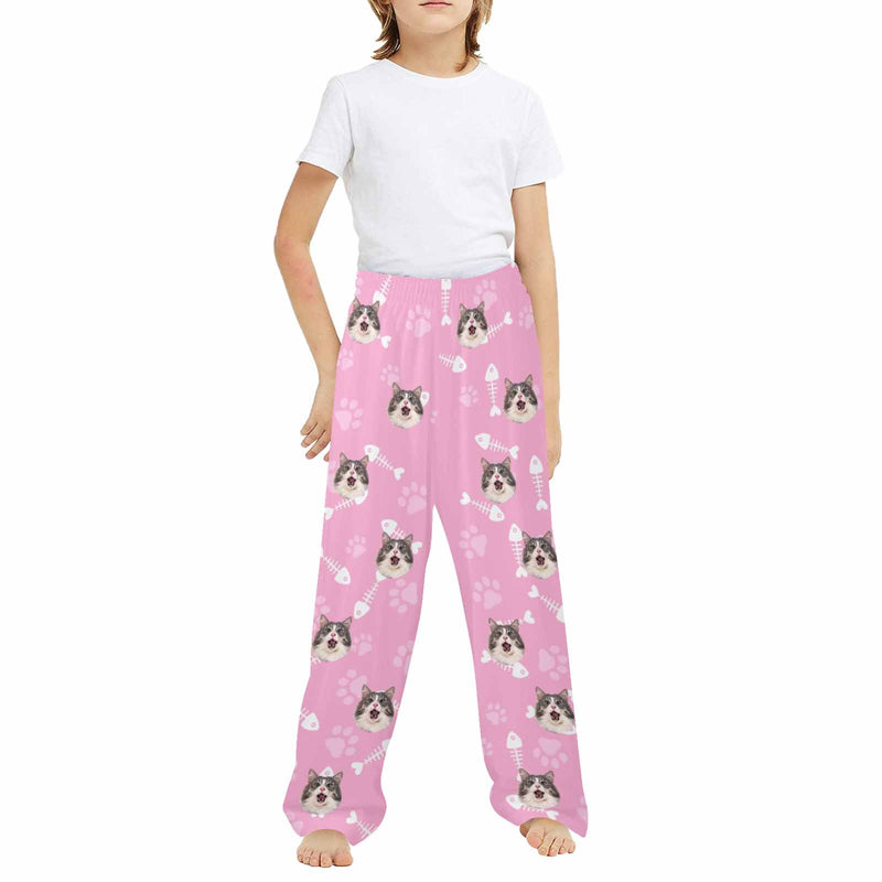 Kids Pants# Custom Cat Face Kids Pajama Pants Personalized Photo Pajama Pants