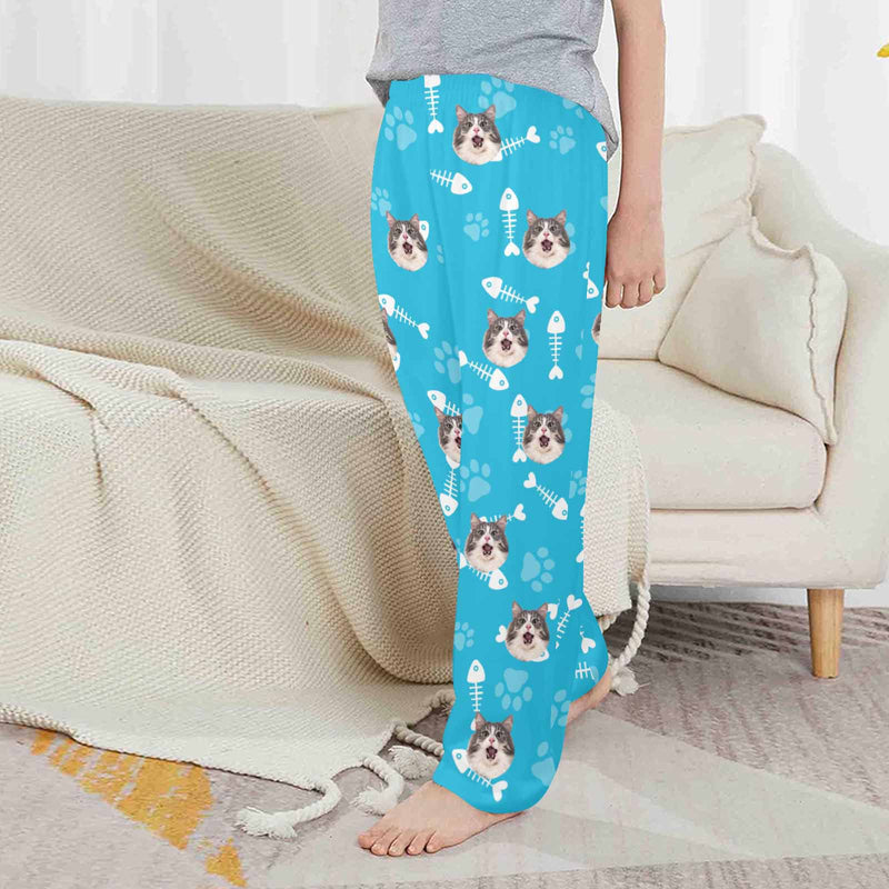 Kids Pants# Custom Cat Face Kids Pajama Pants Personalized Photo Pajama Pants