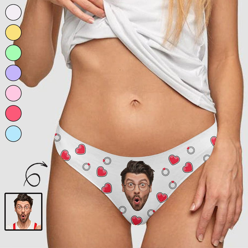 Custom Face Underwear for Her Personalized Heart Multicolor Thongs Panty Women's Lingerie Gifts for Girlfriend & Wife