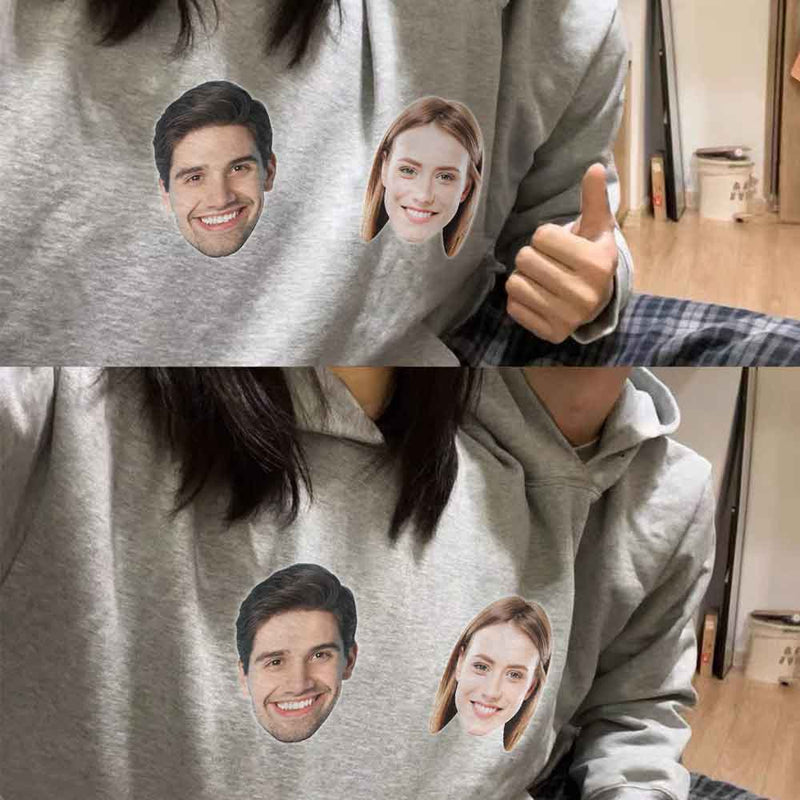 Custom Face Double One-piece Hoodie Personalized Two Person Intimate Hoodie Funny Couple Valentine's Day Gift