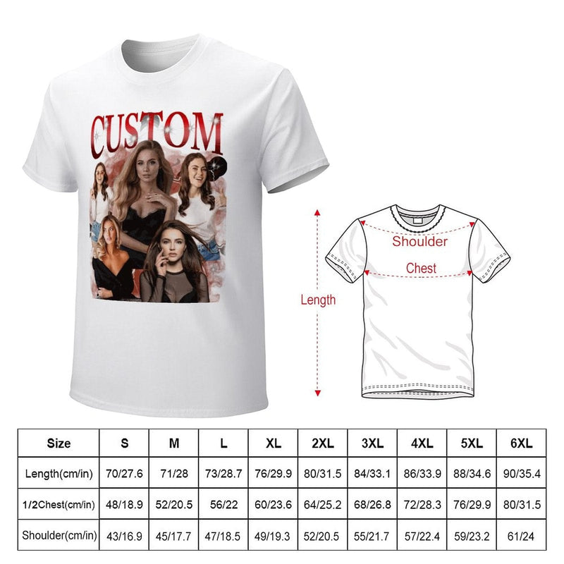 Custom Your Own Bootleg Rap Pure Cotton White Tee Shirts Insert Your Design For Men Women  (recommend you to choose +2 of your original size)