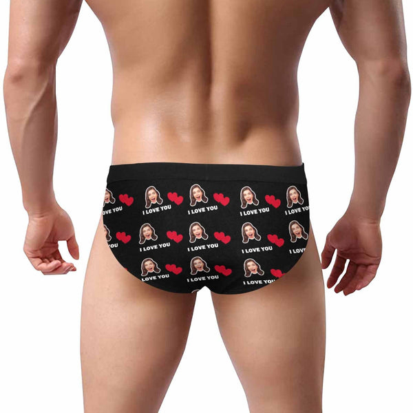 Custom Face Men's Mid Rise Briefs Love You Personalized Underwear for Men Best Gift For Husband or Boyfriend