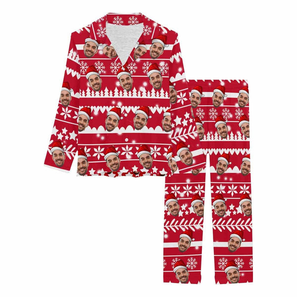 Custom Face Christmas 3 Colors Women's Long Pajama Set Pajama Top&Pajama Bottom