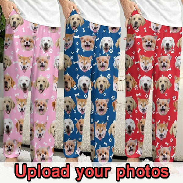 Unisex Pajama Pants Custom Dog Face Slumber Party Unisex Long Pajama Pants for Pet Lovers