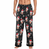 Coral Fleece Pajama Pants Custom Face Christmas Snowflake Warm and Comfortable Sleepwear Long Pajama Pants For Men Women