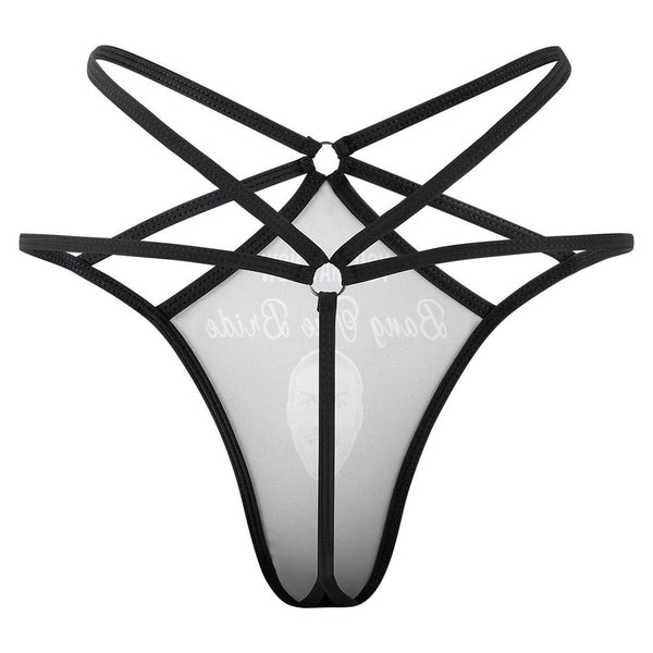 Custom Face Black Sexy Thongs T-Back Underwear for Women Personalized Women's G-String Panties