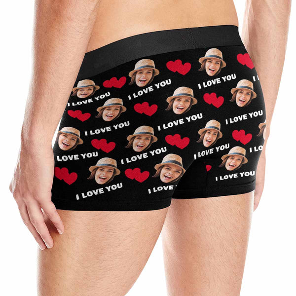 Custom Face Couple Matching Underwear Valentine's Day Gift Personalized Mens Boxer Briefs Womens Thong With Love Heart